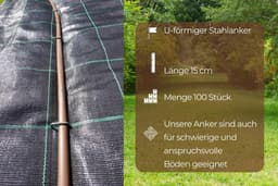 100x Stalen Grondankers van niet Verzinkt Staaldraad - 150 mm lang, 30 mm breed, Ø 4 mm - Grondankers Voor Onkruidmat, Tuinmat, Schutting & Camping - Stalen Grondnagels — thumbnail 4