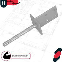 Paaldrager voor Inbetonneren - Betonanker Houtverbinder - Fundering Verstevigen - Thermisch Verzinkt Corrosiebestendig - 130x90x6mm - Zilver — thumbnail 4