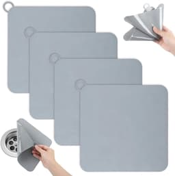 Geurafsluiters Douche - Afvoer Stopper - Geuren Binnenhouden - Flexibel Siliconen - 4 Stuks 20x20cm - Grijs — thumbnail 1