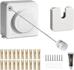 Uittrekbare Waslijn - Wand Waslijn - Kleding Drogen - Sterke Belastbaarheid - 51 Meter - Grijs — thumbnail 3