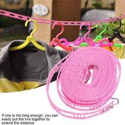 Waslijn Kleding Touw - Drooglijn Hanger - Kleding Drogen Buiten - Winddicht Antislip - 5 Meter Lang - Roze — thumbnail 2