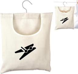 Waszak - Wasknijperhouder - Opbergen Kleding - Roestvrijstalen Haak - 32 cm - Grijs — thumbnail 1