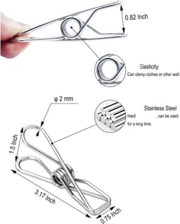 Metalen Wasknijpers - Kledingklemmen RVS - Kleding Drogen - Roestvrij Staal - 317 inch - Zilverkleurig — thumbnail 4