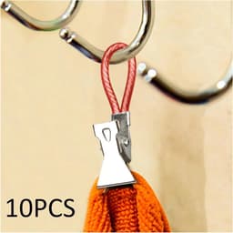 Handdoekclips Metaal - Keukenclips Badkamer - Opruimen Ruimte - Veelzijdig Ophangsysteem - 10 stuks - Geel — thumbnail 3