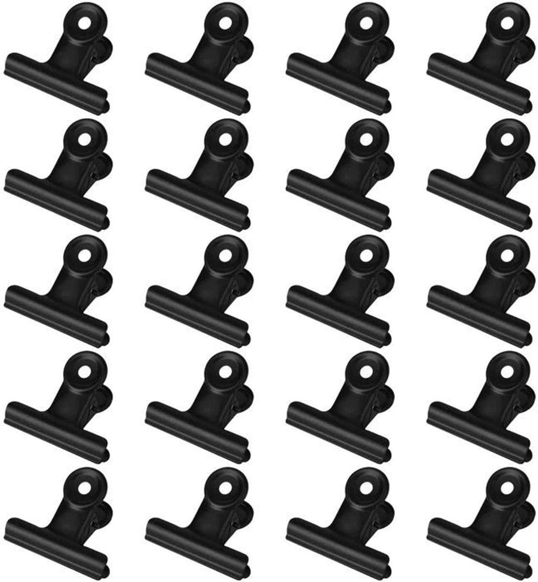 Een set van 18 zwarte metalen wasknijpers - Bulldog-stijl - metalen wasknijpers - metalen wasknijpers met scharnieren, Geschikt voor knutselprojecten. — afbeelding 1