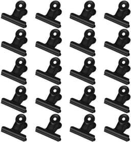 Een set van 18 zwarte metalen wasknijpers - Bulldog-stijl - metalen wasknijpers - metalen wasknijpers met scharnieren, Geschikt voor knutselprojecten. — thumbnail 1