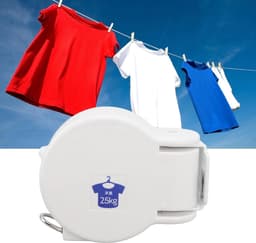 Intrekbare Waslijn - Ruimtebesparend Droogrek - Kleding Drogen - Bidirectioneel Geïnstalleerd - 42 Meter - Wit — thumbnail 2