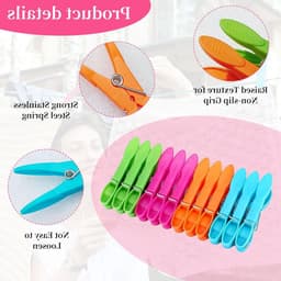 60 stuks wasknijpers met opbergtas, duurzame PP-materiaal, roestvrijstalen veren, antislip clips voor binnen en buiten, perfect voor wasserette, thuisgebruik en reizen — thumbnail 3