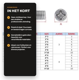 Dailygoods- Madenschroeven M2,5 x 2,5 mm - 100 Stuks - Roestvrij Staal - Pinschroeven - Bevestigingselementen - Schroefdraadpennen — thumbnail 4