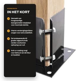 Dailygoods- Paalbeugel Robuust - Bevestigingsbout - Steunvoet - Roestvrij staal - Corrosiebestendig - Geschikt voor kolommen 100-150 mm - Grondpen — thumbnail 4
