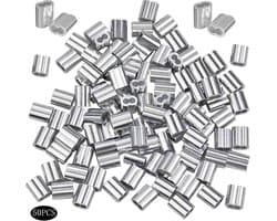 Dailygoods- Draadkabel 50 Stuks - Aluminium Kabeldraad - Zilveren Krimpring-Hulsklem - Geschikt voor Hondentouw/Waslijn - Diameter 8 mm - Laag Gewicht/Hoge Prestaties - Staaldraad