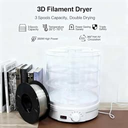 Filament Droger Box, 3D Printing Filament Droogoven, 360° Luchtcirculatie, Instelbare temperatuur 35-70 °C, vochtbestendig en stofdicht voor thuis en studio — thumbnail 2