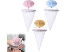 Wasmachine pluizenfilter, 3-pack huisdierhaarverwijderaar, herbruikbaar drijvend haarfilter tennisbal, roze — afbeelding 1