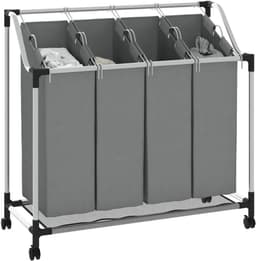 RUX® Wasmand 4 Vakken - Wasmand - Wassorteerder - Grijs - 20KG - 96cm x 40cm x 92cm — thumbnail 4