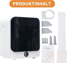 Afvoerdroger 3 Kg - Compacte Trommeldroger Met 5 Programma's, Wandmontage, Oververhittingsbeveiliging - Wit — thumbnail 4