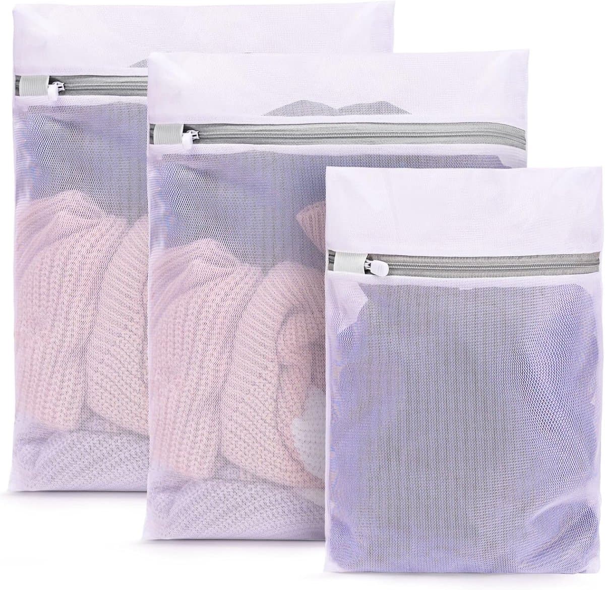 Set van 6 mesh waszakken met ritssluiting - 6 stuks (4 mannen + 2 kinderen) - geschikt voor bh's - reiskleding - schoenen - koffer en babykleding — afbeelding 1