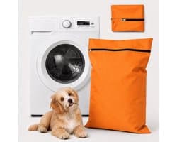 Waszak voor Huisdieren 2 Stuks - Pet Laundry Bag - Waszakken van Twill Polyester - Grote Waszakken met Rits - Voorkomt Dat Waszakken Verstopt Raken Door Dierenhaar - 70 x 60 cm - voor Honden en Katten - Oranje