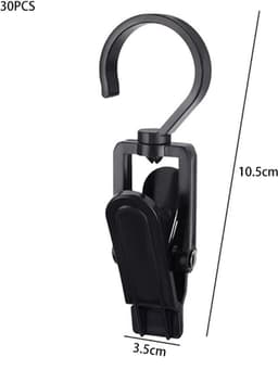 30 stuks- Draaibare handdoekclips - Plastic clips - Wasknijpers - Hoedclips - Gordijnclips - Multifunctionele hoedclips - Handschoenclips met haak - Clips met draaibare haken - Geschikt voor broeken laarzen handdoeken en sokken — thumbnail 2