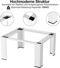 Wasmachine Onderstel - Wasmachineverhoger Sokkel - Comfortabel Wassen - Verhoogde Werkhoogte - 63 x 45 x 32 cm - Wit — thumbnail 5