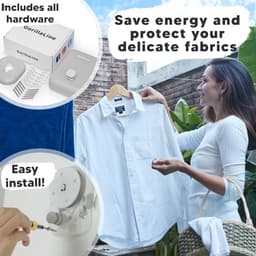 Intrekbare Waslijn - Kledinglijn Wandmontage - Kleding Drogen - Secure Lock Systeem - 42 Meter - Zilver — thumbnail 2