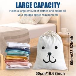 MTTproducts- Waszak 60 x 50 cm - Katoenen Waszakken - Trekkoord - Herbruikbaar - Multifunctioneel - Machinewasbaar - Opbergtas — thumbnail 3