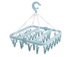Dailygoods- Washanger Winddicht - Opvouwbaar Droogrek - 32 Clips met Antisliptanden - Lichtgewicht Hanger - Geschikt voor Camping - Ruimtebesparend Ontwerp - Waslijn