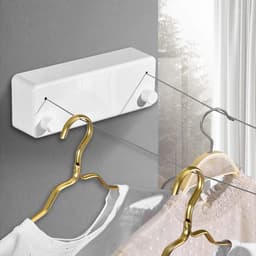 Intrekbare Waslijn - Dubbel Touw Waslijn - Kleding Drogen - Spijkerloze Installatie - 42 meter - Goud — thumbnail 4