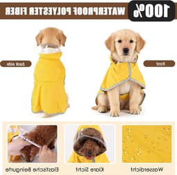 Waterproof Hondenregenjas met Capuchon en Reflecterende Strepen voor Kleine en Grote Honden - Verstelbare Regenjas in Geel, M - XL — thumbnail 3