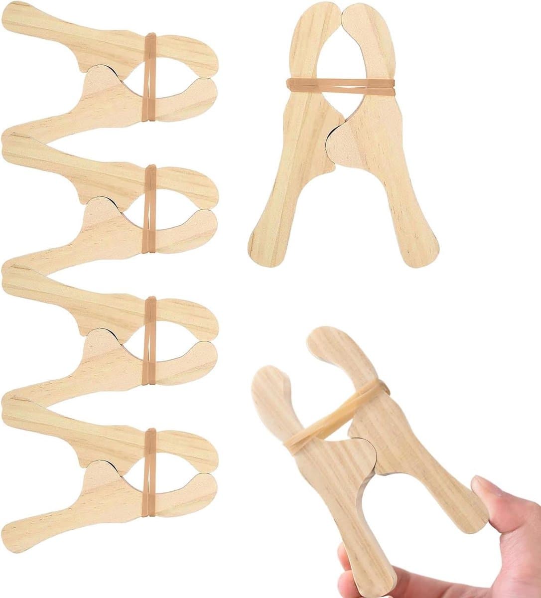 Houten wasknijpers - Kledingknijpers - Kleding drogen - Splintervrij ontwerp - 6 stuks - Natuurlijk — afbeelding 1