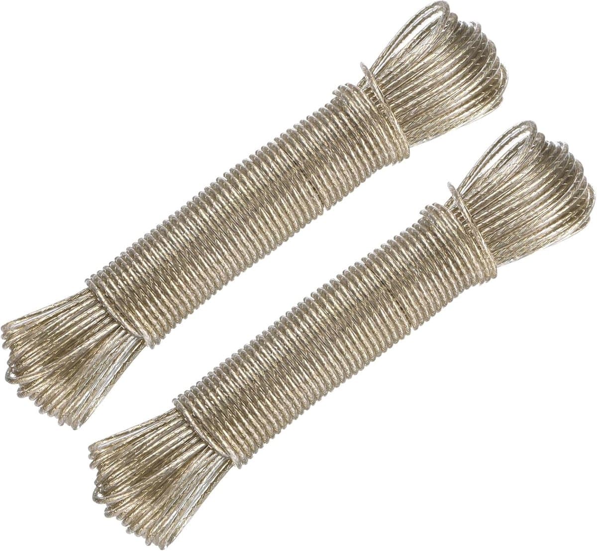 2 stuks - Waslijn - Waslijn met stalen kern - Waslijn met kunststof coating - Voor het drogen van kleding buitenshuis - 3 mm x 20 meter — afbeelding 1