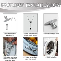 Deurklink Wasmachine - Handgreep Deur - Wasmachine Reparatie - Complete Set - 5 x 3 x 2 cm - Grijs — thumbnail 4