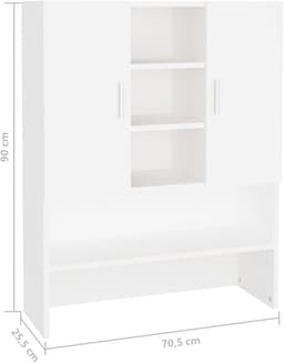 Wasmachinekast - Badkamerkast Organizer - Opbergen - Houten Constructie - 705 x 255 x 90 cm - Wit — thumbnail 3