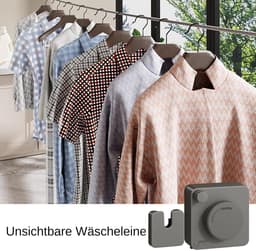 Uittrekbare Waslijn - Waslijn Binnen - Kleding Drogen - Zonder Boren - 4.8 Meter - Zwart — thumbnail 5