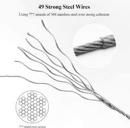 Roestvrij Staal Waslijn - Kledinglijn Staalkabel - Kleding Drogen Buiten - PVC Gecoate Kabel - 2 Meter - Zilver — thumbnail 3