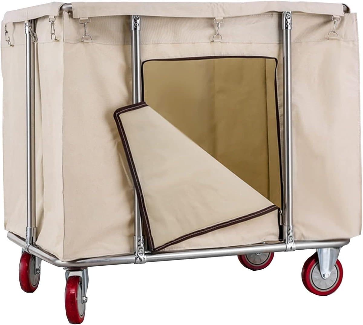Wasmand op wielen - Linnenwagen - Vuile kleding sorteren - Afneembare waterdichte tas - 400 liter capaciteit - Beige — afbeelding 1