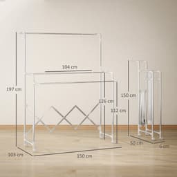 Wasdroogrek opvouwbaar tot 50 x 6 x 150 cm ideaal voor kleine woonruimtes zoals appartementen of wasruimtes ruimtebesparend makkelijk op te bergen — thumbnail 5