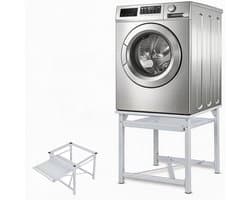 Wasmachine Onderstel - Droger Verhoging Sokkel - Huishoudelijke Organisatie - Met Uittrekbare Plank - 60 x 56 x 52 cm