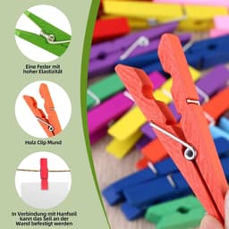 Mini Wasknijpers - Houten Knijpers - Handwerk Decoratie - Twee Maten - 200 Stuks - Meerkleurig — thumbnail 3