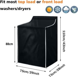 Wasmachine Beschermhoes - 210d Oxford Stoffen - Wasmachine Hoes - Wasmachine Beschermer - Waterdicht, Zonwerend En Stofdicht - Wasmachine Overtrek - Stof- En Anti-Verouderingshoes - 75 X 73 X 110 Cm - Zwart — thumbnail 5