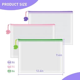 12 stuks netzakken met ritssluiting, plastic zakken met ritssluiting, 32 x 23,9 cm, A4 netzakken met ritssluiting, Okbioopy mesh-zakje - zakjes met ritssluiting — thumbnail 4