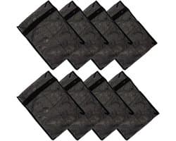 Waszakken met Ritssluiting - Herbruikbare Wasnetten - Delicate Kleding Wassen - Fijn Mesh Netwerk - 8 Stuks 40x30cm - Zwart
