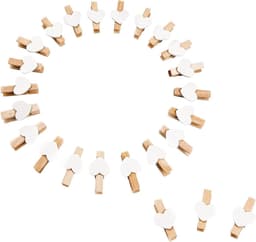 Houten Wasknijpers - Mini Knijpers - Foto's Ophangen - Hartvormig Design - 200 Stuks - Wit — thumbnail 1