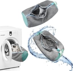 Waszakken voor schoenen - Set van 2, herbruikbare waszakken met rits voor efficiënt reinigen en bescherming van schoenen tijdens het wassen, grijs — thumbnail 1