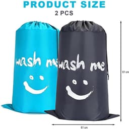 NTH products- Waszak Set van 2 - Opvouwbare Waszakken - 61 x 91 cm - Grijze/Bluwe Waszak - Hoogwaardige Oxford Stof - Met Trekkoord - Wasmand — thumbnail 3