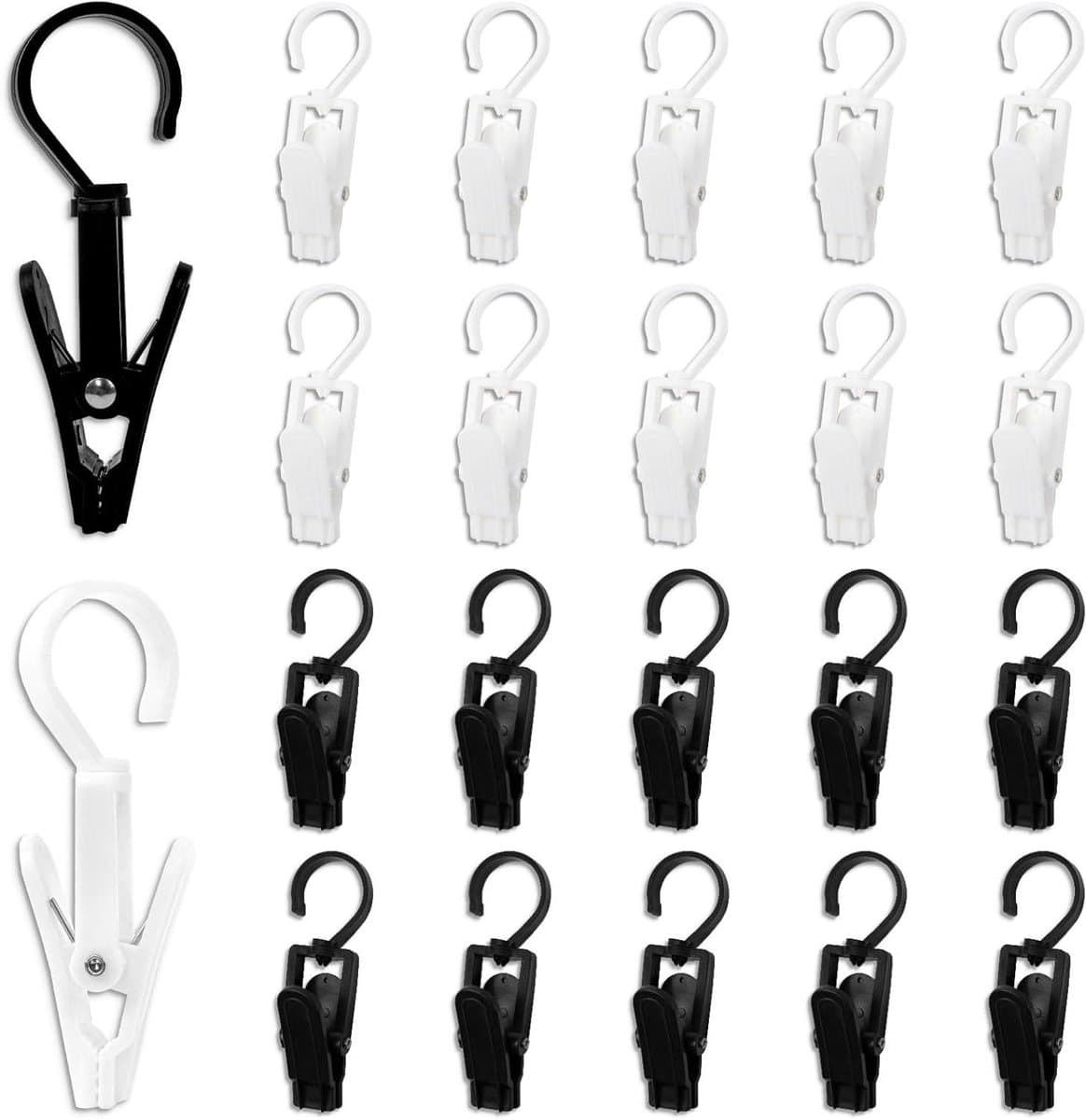 Sterke Clips - Wasknijpers Hanger - Kleding Ophangen - 360 Graden Draaibaar - 10.4 cm Lengte - Zwart Wit — afbeelding 1