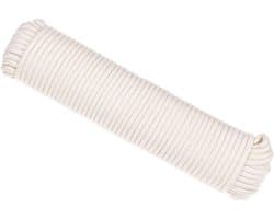Polyester waslijn - Kledinglijn touw - Kleding drogen buiten - Lage rek vezels - 100 voet - Wit