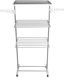 Droogrek Toren - Wasdroger - Binnen Droge Kleding - Ruimtebesparend Ontwerp - 75x44x158 cm - Zilverwit — thumbnail 3