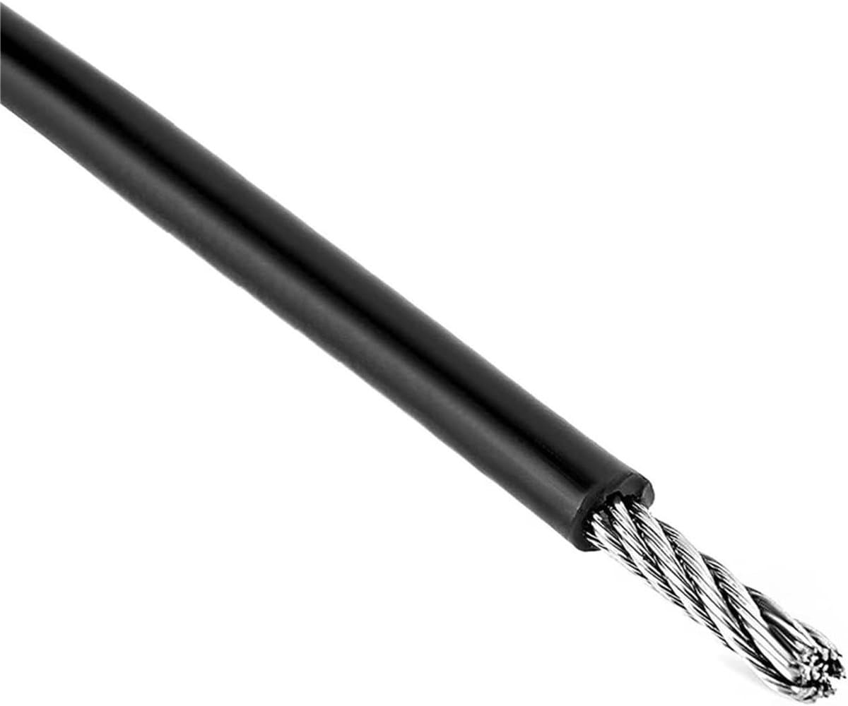 Gecoate Staalkabel - Waslijn Kabel - Buiten Drogen - Roestvrij Staal - 50 Meter - Zwart — afbeelding 1