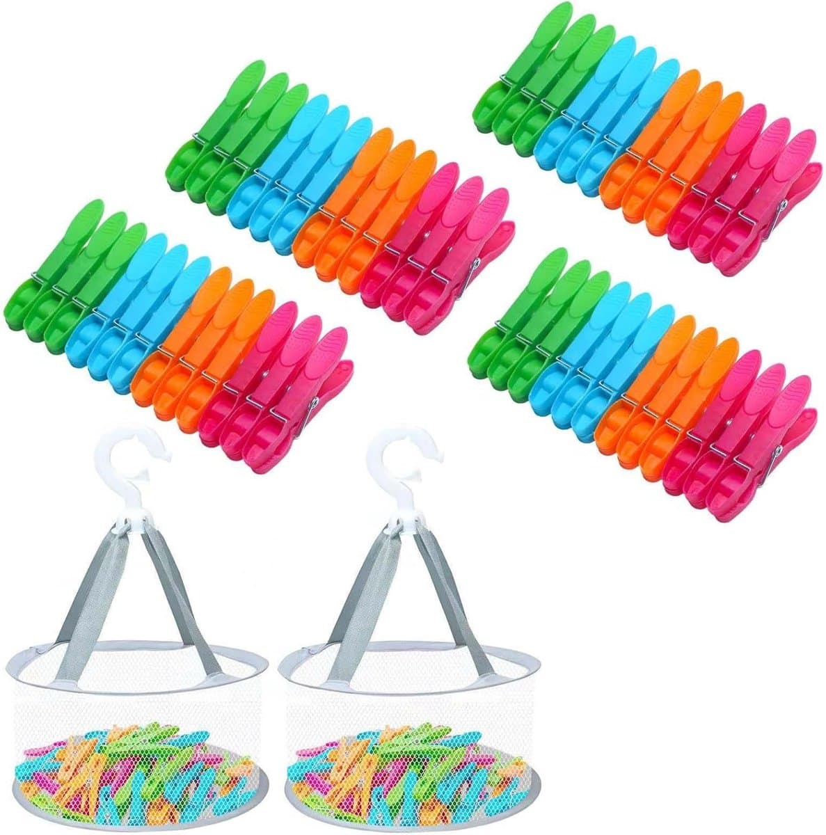Set van 48 Sterke Plastic Wasknijpers met Antislip, Perfect voor Waslijnen en Droogrekken — afbeelding 1