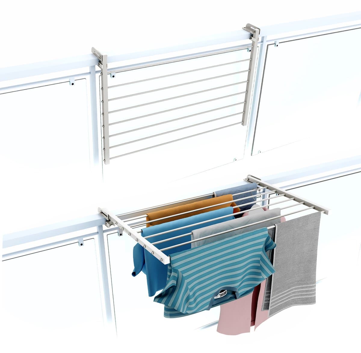 Foxydry Duo 62 cm hangend droogrek - wit - rechthoekige reling — afbeelding 1